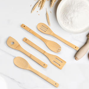 Top-graded bamboo kitchen tools <b>natural</b> turning spatula set with slotted spatulas for food cooking utensils - Product Image 4
