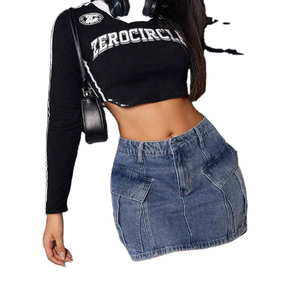 Bas en jean taille haute pour femme, tissu fin d'été, détail bouton métallique, vêtement long élégant, boutique de vêtements - Product Image 3