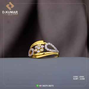 Anillo de oro personalizable con diseño de gota floral de 22 quilates con acentos de CZ, joyería elegante para fiesta y regalo para mujer - Product Image 1