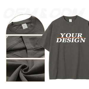 T-shirt en polyester/coton tricoté avec épaules tombantes vierge décontracté respirant anti-boulochage impression personnalisée de haute qualité pour hommes - Product Image 2