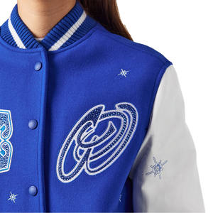 Chaquetas Universitarias de Cuero Auténtico con Apliques Bordados Personalizados OEM, Ropa Urbana de Béisbol, Chaqueta Universitaria Personalizada - Product Image 5