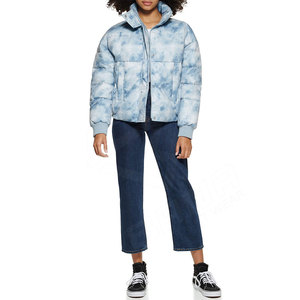 Vestes bouffantes imprimées avec logo personnalisé OEM pour femmes en cuir satiné et en peau de mouton Collection hiver Bulles noires - Product Image 4