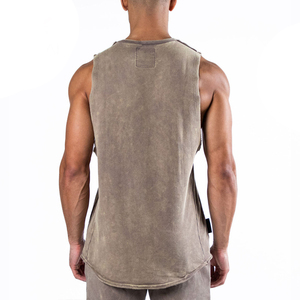 Men's Fitness <b>Singlet</b> Stringer Design Custom Mid-Weight Washed French Terry Fleece Tank Top for <b>Running</b> Breathable Comfortable - Product Image 3