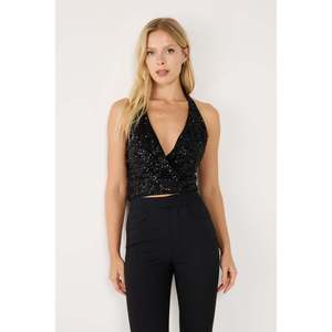 Blusa de Mujer con Lentejuelas y Detalle en la Espalda con Cuello en V - Product Image 2