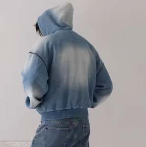 Custom Heavyweight Sun Faded Acid Wash Hoodies Unisex <b>Vintage</b> Essential Street wear Sun Faded <b>Zip</b> <b>up</b> <b>Hoodie</b> Men - Product Image 2