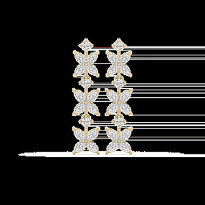 ต่างหูเพชรทรงดอกไม้แบบห้อย ดีไซน์เฉพาะตัว ทรงมาร์ควิสและทรงกลม เพชรเลี้ยงในห้องปฏิบัติการ น้ำหนัก 1.58 กะรัต ได้รับการรับรองจาก IGI Gai ตัวเรือนทองคำแท้ 14k - Product Image 3