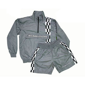 Conjuntos de chaqueta y pantalones cortos cortavientos de temporada de invierno para hombre personalizables Diseño impermeable cómodo y ligero Personalización OEM - Product Image 1