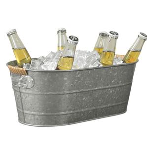 Ensemble de 2 seaux à glace ovales en fonte galvanisée Refroidisseur de boisson isolé à double paroi Capacité de 5L pour événements, fêtes, décoration de mariage - Product Image 3