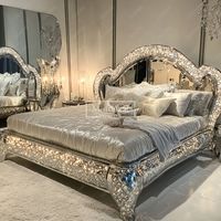 Lit moderne avec miroir en diamant pour chambre à coucher ou hôtel, pour villa, mobilier de chambre à coucher de luxe