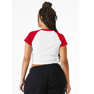 Offre Spéciale Slim Fit femmes Crop T-shirts été décontracté col rond haut court logo personnalisé ajusté fille femmes Crop T-shirts - Product Image 3