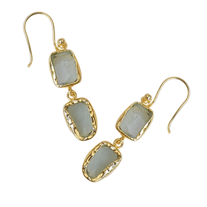 ต่างหูห้อยแบบหยดน้ำสองชั้นชุบทองประดับพลอยอะควาสโตนสำหรับผู้ซื้อขายส่ง ผู้จัดจำหน่าย และตลาดจัดหา - Product Image 2