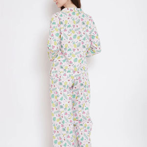 Cotton Woven Pajamas for <b>Women</b> Sets Casual Sleepwear Round Neck Long Sleeve Summer Breathable Elegant - Product Image 2