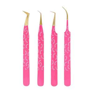 Wholesale High Quality Custom Size Stainless Steel Eyelash Tweezers Gold Tip Eyelash Extensions Volume Fiber Type Pointed Tip - Product Image 1