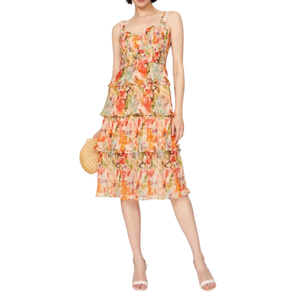 Robe à fleurs orange exclusive pour femmes pour l'élégance de la fête des femmes du fournisseur indien - Product Image 1