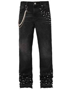 Experience The Perfect Glamour Of High End Fashion With Intricate Stone <b>Work</b> On Our Exclusive Rhinestone Denim Pent - Product Image 4