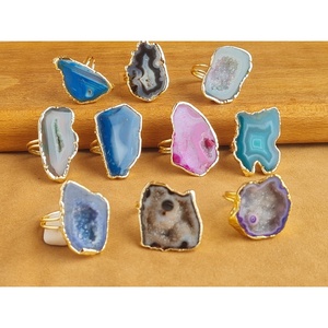 <b>Boho</b> Style Gold-Plated Fashion <b>Ring</b> with Unique Natural Stone Design Resale Product - Product Image 2