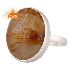 Anillo apilable de piedras preciosas de rutilo dorado Natural de plata de ley más vendido Fabricante de joyas - Product Image 2