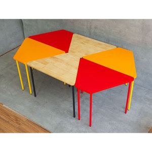 Mesa Trapezoidal Moderna de 6 Piezas con Tablero de Madera y Patas de Hierro (KGD036) - Product Image 4