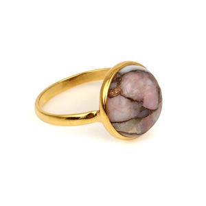 Vente chaude 925 argent Vermeil fait à la main 12mm Fine bague pour femme avec Mohave rose opale et cuivre pierres précieuses bijoux d'éternité - Product Image 2