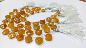 Cuentas Briolette de 12mm con forma de cojín de Aguamarina amarilla natural vendidas por hebra de 8 pulgadas de largo - Product Image 3