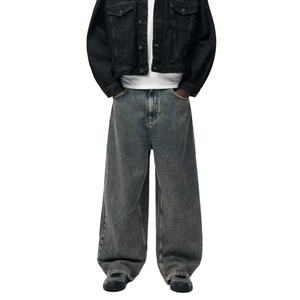 Jeans Anchos de Invierno Vintage al por Mayor, Logotipo Personalizado, Algodón de Alta Calidad, Más Suave, Transpirable, Ajuste Holgado, Lavado, Cintura Media - Product Image 4