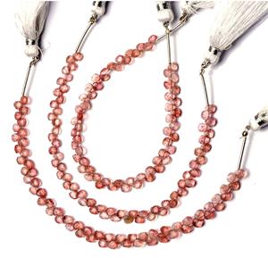 Pierre précieuse Quartz fraise naturelle à facettes en forme de coeur brin perlé rose pour la fabrication de bijoux perles de pierre - Product Image 4