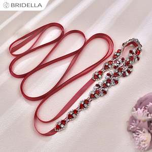 Bridella bs165r Màu Đỏ Rhinestone điều chỉnh phù hợp với vành đai đám cưới cho đám cưới proms & sự kiện chính thức - Product Image 4