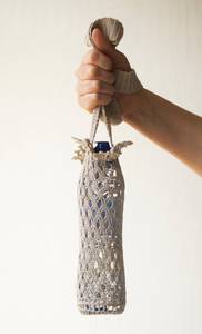 Porte-bouteille en macramé bleu coton écologique décor à la maison cadeau de noël intérieur extérieur - Product Image 3