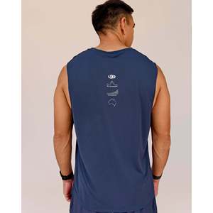 Atmungsaktives Kapuzen-Bodybuilding-Tanktop für Herren - XL Polyester - Future Navy-Weiß - Product Image 3