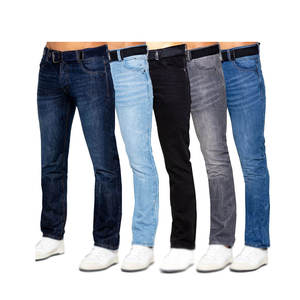 Pantalones vaqueros de calidad para hombre Pantalones vaqueros tejidos de patrón sólido largo de moda Directo de fábrica - Product Image 4