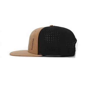 Wholesale Custom Embroidery Logo Laser Cut <b>Hat</b> Baseball 6 Panel Cotton Polyester <b>Flat</b> Brim Outdoor Light Weight Water Proof Cap - Product Image 5