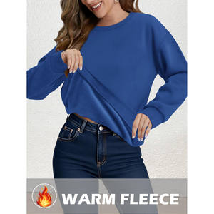 Sweats à capuche tricotés respirants personnalisés décontracté uni col rond Streetwear sweats à capuche à épaules tombantes pour femme sweats élégants de qualité supérieure - Product Image 3