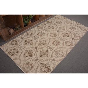 Tapis turc, tapis de sol de 3,8 x 6,9 pieds, tapis vintage en laine marron à motifs floraux - Product Image 4