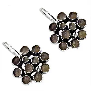 "925 Silver <b>Fashion</b> Smoky Quartz <b>Drop</b> <b>Earrings</b> for Daily Wear" - Product Image 1