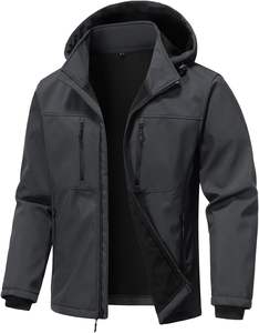 Custom Eco-Friendly impermeable a prueba de viento transpirable chaqueta con capucha Softshell para los hombres de invierno al aire libre de poliéster Shell frontal alto - Product Image 1
