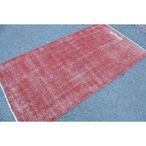 Turkish 3.5x6.8 ft Rug, Vintage Rug, <b>Red</b> Plants & trees Rug <b>Wool</b> - Product Image 2