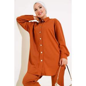 ชุด2ชิ้นลำลองกระดุมโลหะสีน้ำตาล - Product Image 2