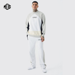 OEM nuevo Unisex logotipo personalizado cuello redondo sudadera Jogger Conjunto elegante Streetwear pulóver bloque de Color sólido Casual invierno - Product Image 1