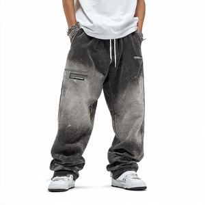 <b>Oversized</b> Baggy Sweatpants Men Distressed Vintage Embroidery Streetwear <b>Jogger</b> Pants patch logo _ fleece pants <b>jogger</b> selling - Product Image 3