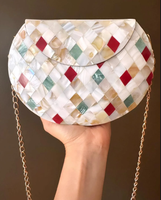Tas Selempang Wanita Buatan Tangan dari Mutiara dengan Detail Kerang Laut Bohemian Vintage, Tahan Air, untuk Acara Khusus