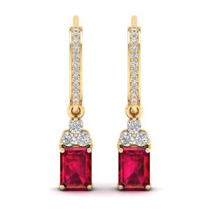 REYES Exclusive 925 Sterling <b>Silver</b> Moissanite Solitaire <b>Earrings</b> Luxury Women Accessories 14K Gold Ruby Gemstone <b>Drop</b> <b>Earrings</b> - Product Image 6