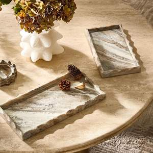 Handmade <b>marble</b> <b>tray</b> for showcasing festive decorations candles flowers during celebrations at home - Product Image 6