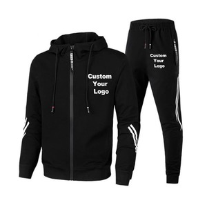 Survêtements avec logo personnalisé pour hommes Sweat à capuche et pantalon de survêtement à fermeture éclair Ensembles 2 pièces Survêtements décontractés pour hommes - Product Image 6