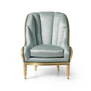 Luxueuse chaise en velours vert pastel avec wingback acajou salon et meubles d'appartement 1111322 - Product Image 1