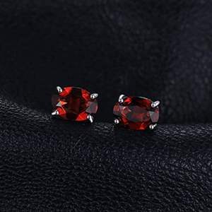 Joyería hecha a mano de Plata de Ley 925, pendientes de corte ovalado de granate Natural con piedras preciosas de moda de circón para regalo de fiesta de aniversario - Product Image 6