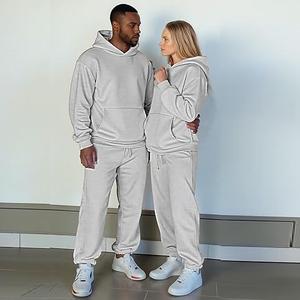 ชุดวอร์มผ้าฟลีซ 350 GSM ทรงหลวมสำหรับผู้ชาย ใส่ได้ในฤดูหนาว รับสกรีนโลโก้ด้วยโฟม ชุดฮู้ดดี้และกางเกงขายาวทรงโอเวอร์ไซส์สำหรับทุกเพศ - Product Image 4