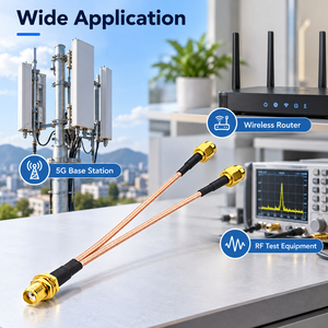 Cavo splitter a Y RG316 da <span class=keywords><strong>SMA</strong></span> femmina a doppio <span class=keywords><strong>SMA</strong></span> maschio, adattatore coassiale RF 1 a 2, cavo pigtail per antenna router wireless - Product Image 4