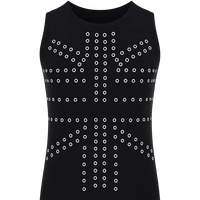 Débardeur gothique vintage en non-tissé pour femme, avec rivets, style punk streetwear, mode audacieuse, tenue de club, tenue d'été 100% coton, motif drapeau