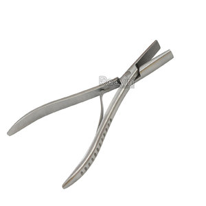 Pince à épiler légère et durable en acier inoxydable de 7 pouces pour extensions de cheveux, avec poignée bleue - Product Image 1