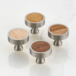 Classic Design Wooden Round Solid Brass Door <b>Knobs</b> <b>for</b> Home <b>Dresser</b> Door Cabinet Furniture Decorative Kitchen Wardrobe Handle - Product Image 1